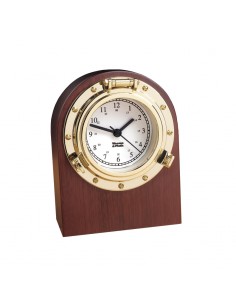 Porthole - Bureaumodel Quartz Klok - Arabisch - Koper - Hardhout - Weems & Plath - Scheepsinstrumenten - BAC3130 - € 104,95