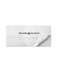 Handdoek - Wit - 50 x 100 cm - Welcome On Board - Textiel - 10149805 - € 12,05