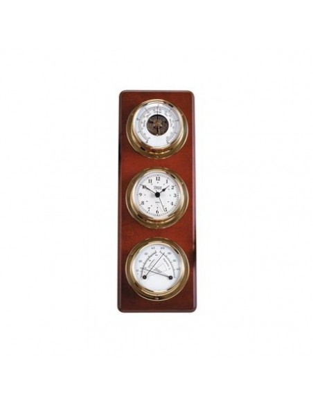 Weerstation - Quartz Klok / Barometer / Thermometer / Hygrometer - Arabisch - Koper - Hardhout - Weems & Plath - Scheepsinstr...