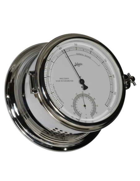 Royal 180 - Haarhygrometer - Thermometer - Verchroomd - Messing - Schatz 1881 - Scheepsinstrumenten - 483 HT - € 323,75
