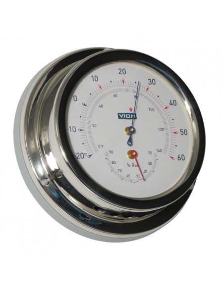 Thermometer / Hygrometer - Glanzend RVS - 129 mm - VION - Scheepsinstrumenten - A100 TH - € 99,00